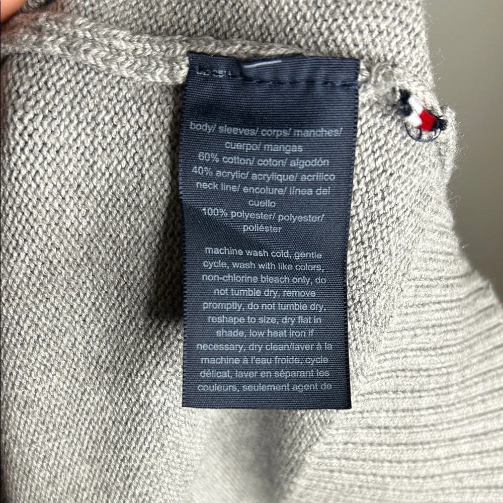 Tommy Hilfiger Gray V-Neck Sweater with Multicolor Stripes - Picture 10 of 11